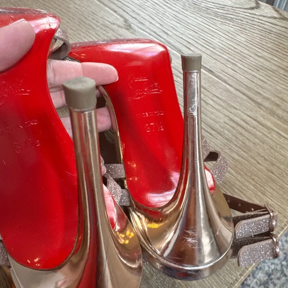 Christian Louboutin Renee Courtisane gold glitter sandals size 37.5